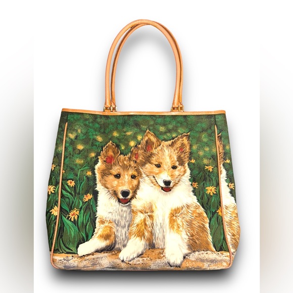 Isabella Fiore • Handbag, Kiss My Mutt, Dog Pattern, Flowers and Sequins, EUC - Picture 4 of 10
